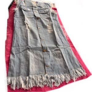 Distressed Jean Top New Never Worn Size S-M with Side Front Pockets